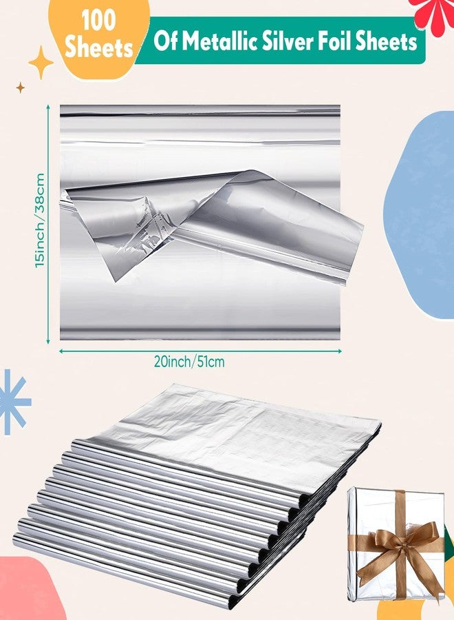 Resurhang 100 Sheets Silver Tissue Paper, 15'' x 20'' Inches Metallic Foil Tissue Sheets, Silver Wrapping Paper Bulk for Craft DIY Gift Wedding Birthday Party Decorations Arts Project - Image 2